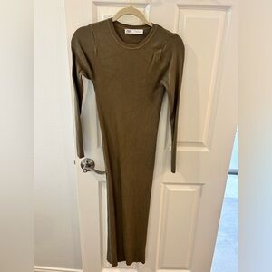 Zara Midi Rib Knit Dress, M